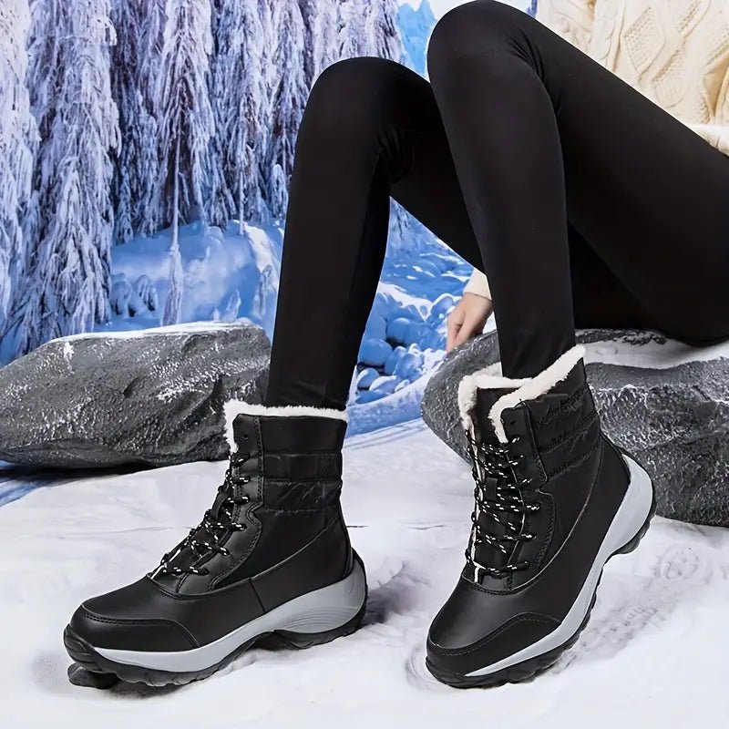 Women's Warm Waterproof Winter Snow Boots Outdoor Mid Calf Boots - oscloudgo