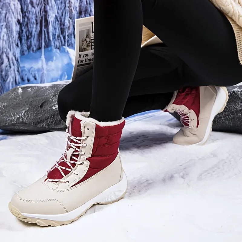 Women's Warm Waterproof Winter Snow Boots Outdoor Mid Calf Boots - oscloudgo