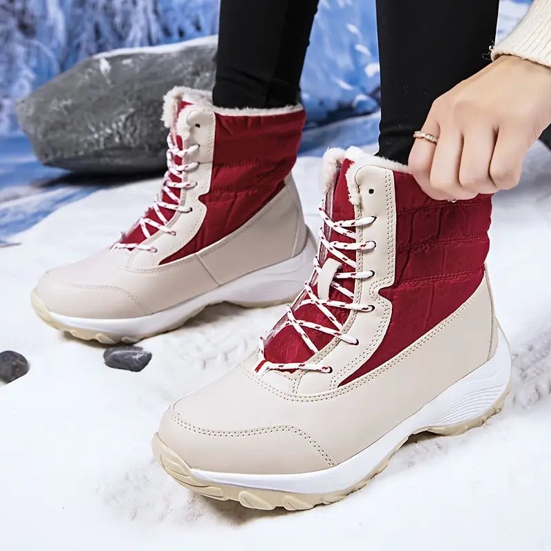 Women's Warm Waterproof Winter Snow Boots Outdoor Mid Calf Boots - oscloudgo