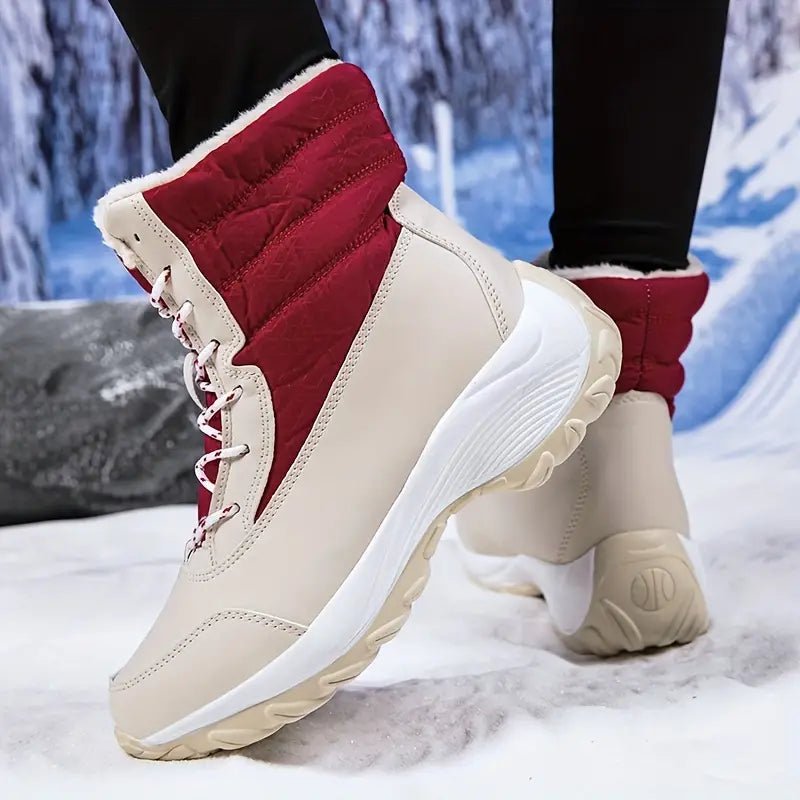 Women's Warm Waterproof Winter Snow Boots Outdoor Mid Calf Boots - oscloudgo