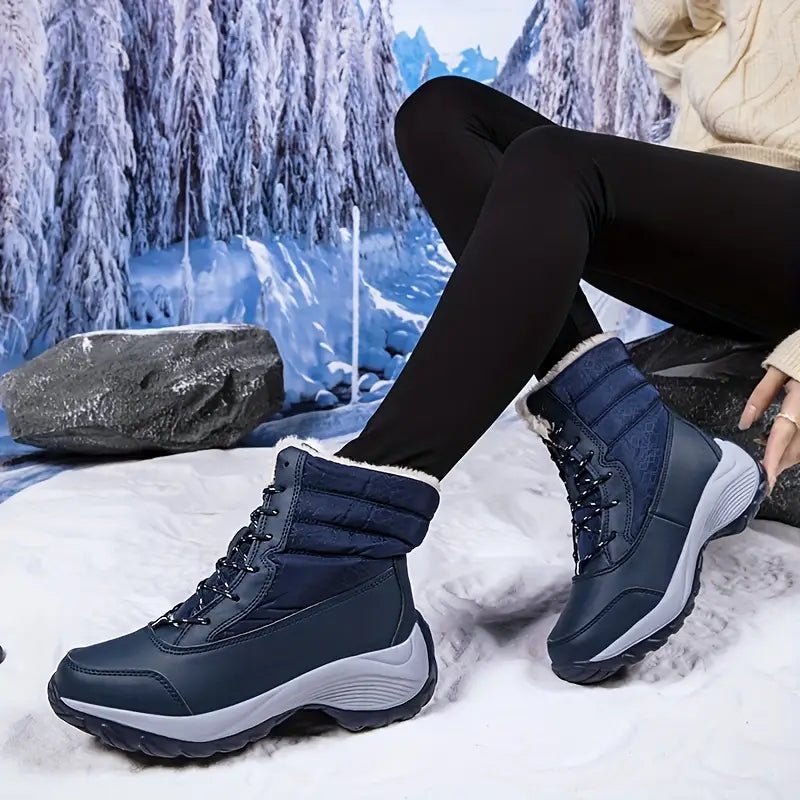 Women's Warm Waterproof Winter Snow Boots Outdoor Mid Calf Boots - oscloudgo