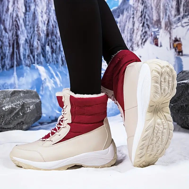 Women's Warm Waterproof Winter Snow Boots Outdoor Mid Calf Boots - oscloudgo