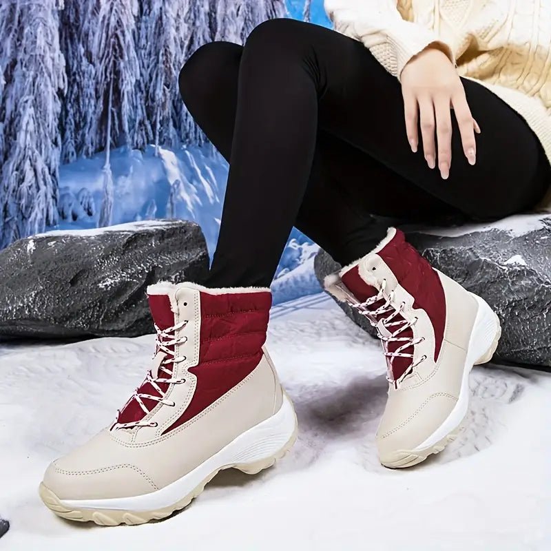Women's Warm Waterproof Winter Snow Boots Outdoor Mid Calf Boots - oscloudgo