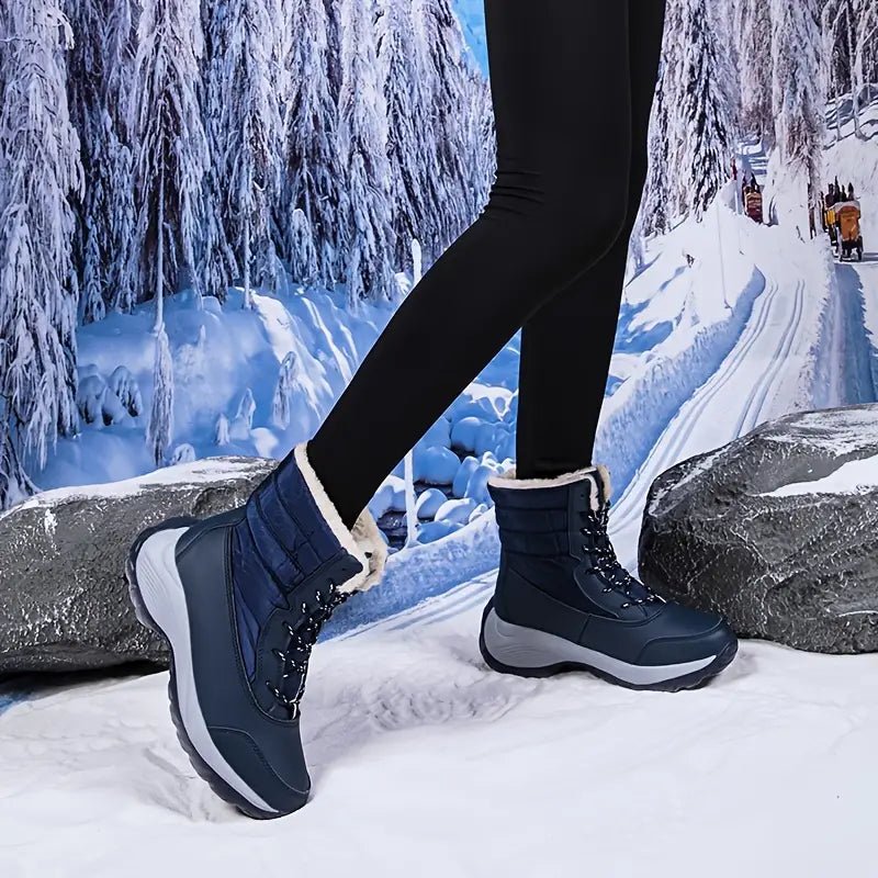 Women's Warm Waterproof Winter Snow Boots Outdoor Mid Calf Boots - oscloudgo