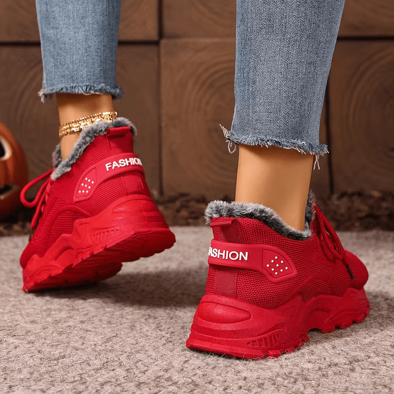 Women's Winter Warm Slip-Resistant Plush Lining Slip-On Sneakers/Running Boots