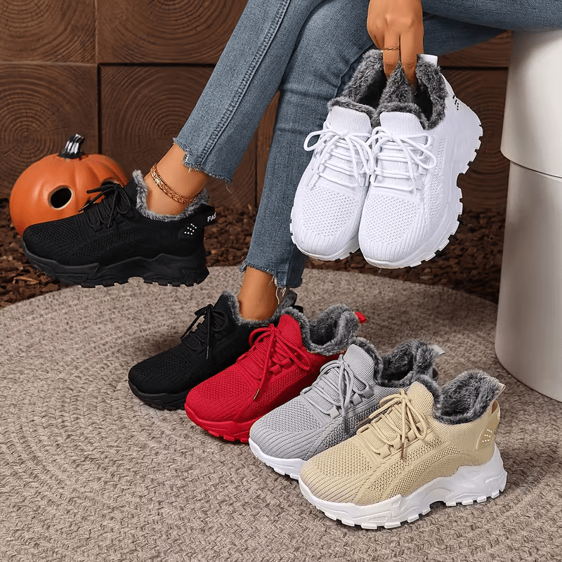 Women's Winter Warm Slip-Resistant Plush Lining Slip-On Sneakers/Running Boots