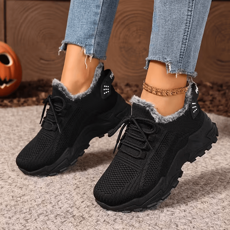 Women's Winter Warm Slip-Resistant Plush Lining Slip-On Sneakers/Running Boots