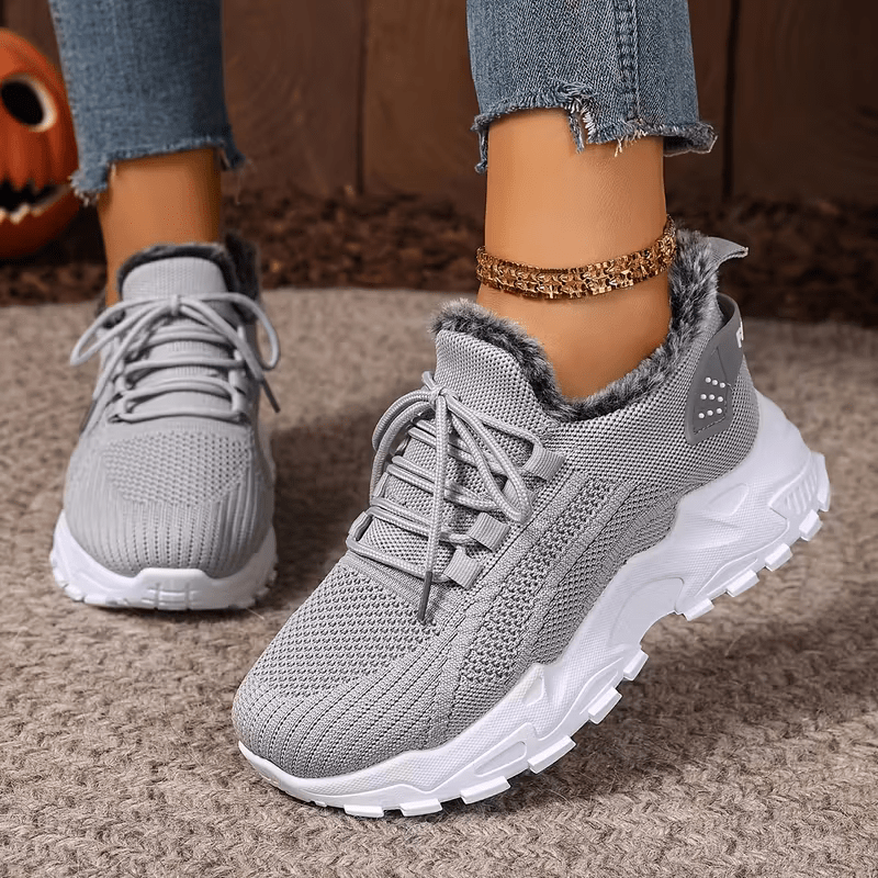 Women's Winter Warm Slip-Resistant Plush Lining Slip-On Sneakers/Running Boots